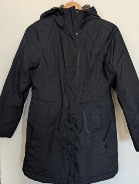 LL Bean Winter Coat Black Size Small Petite Quilted Fleece/Sherpa Lining